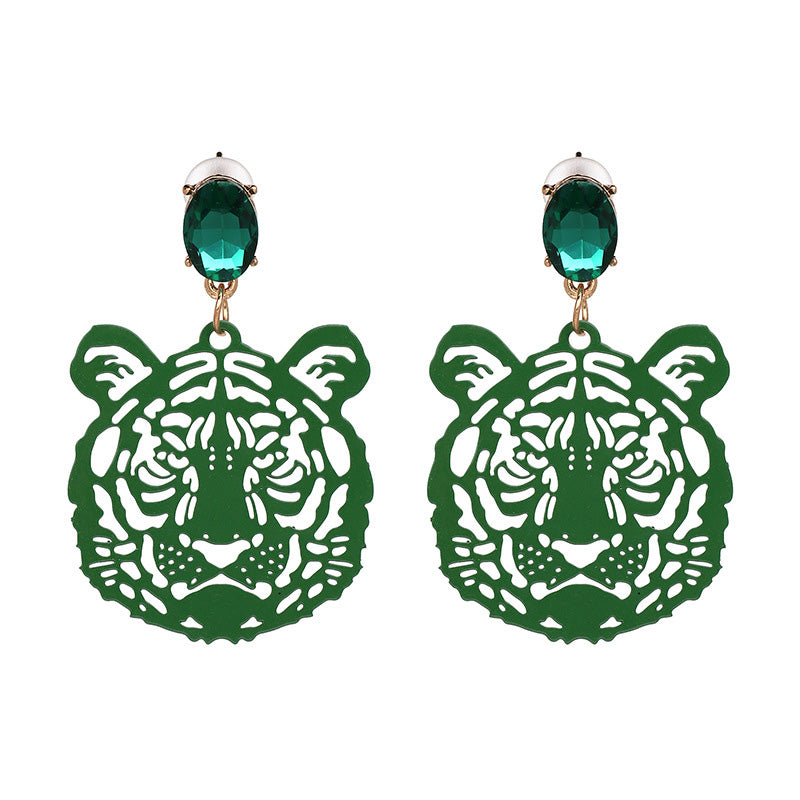 Diamond Tiger Hollow Earrings