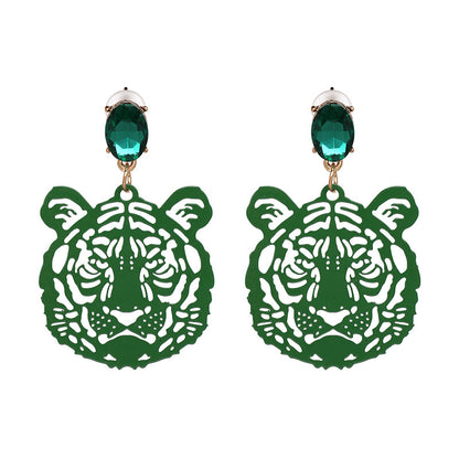 Diamond Tiger Hollow Earrings