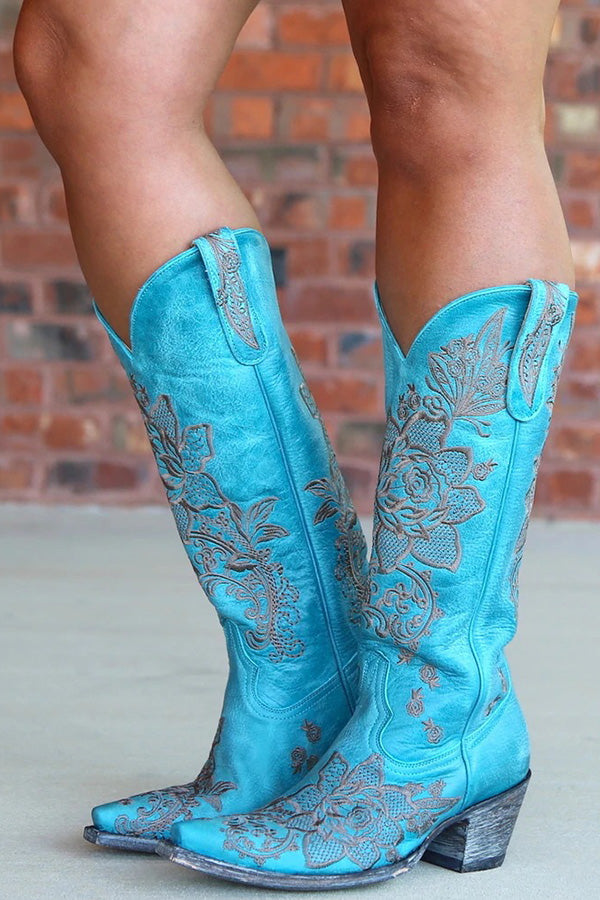 Embroidered Floral Vintage Boots