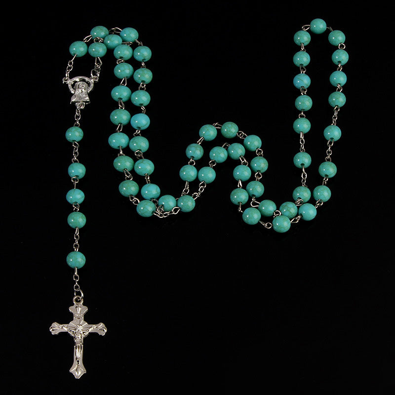 Vintage Faith Cross Beaded Necklace