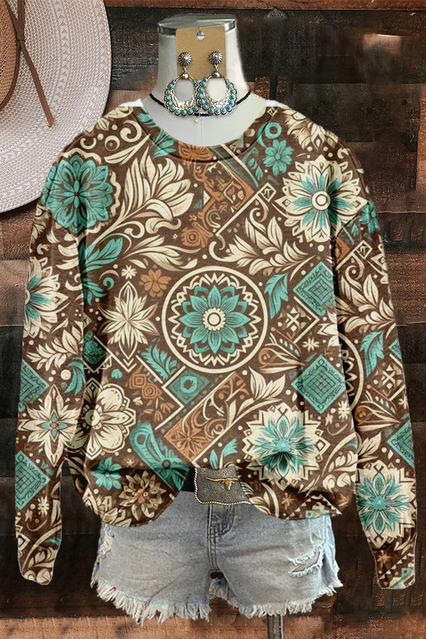 Western Mystical Totem Print Sweatshirt