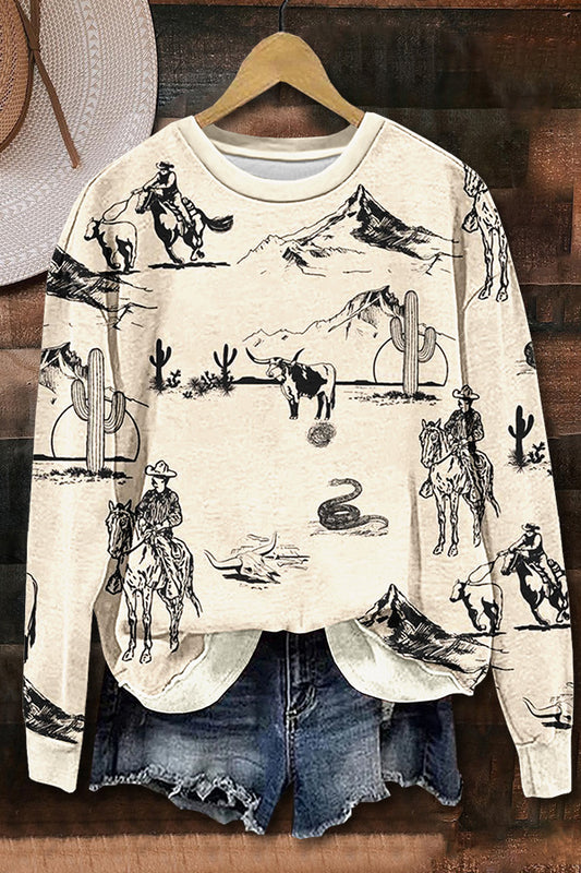 Retro Western Print Sweatshirt