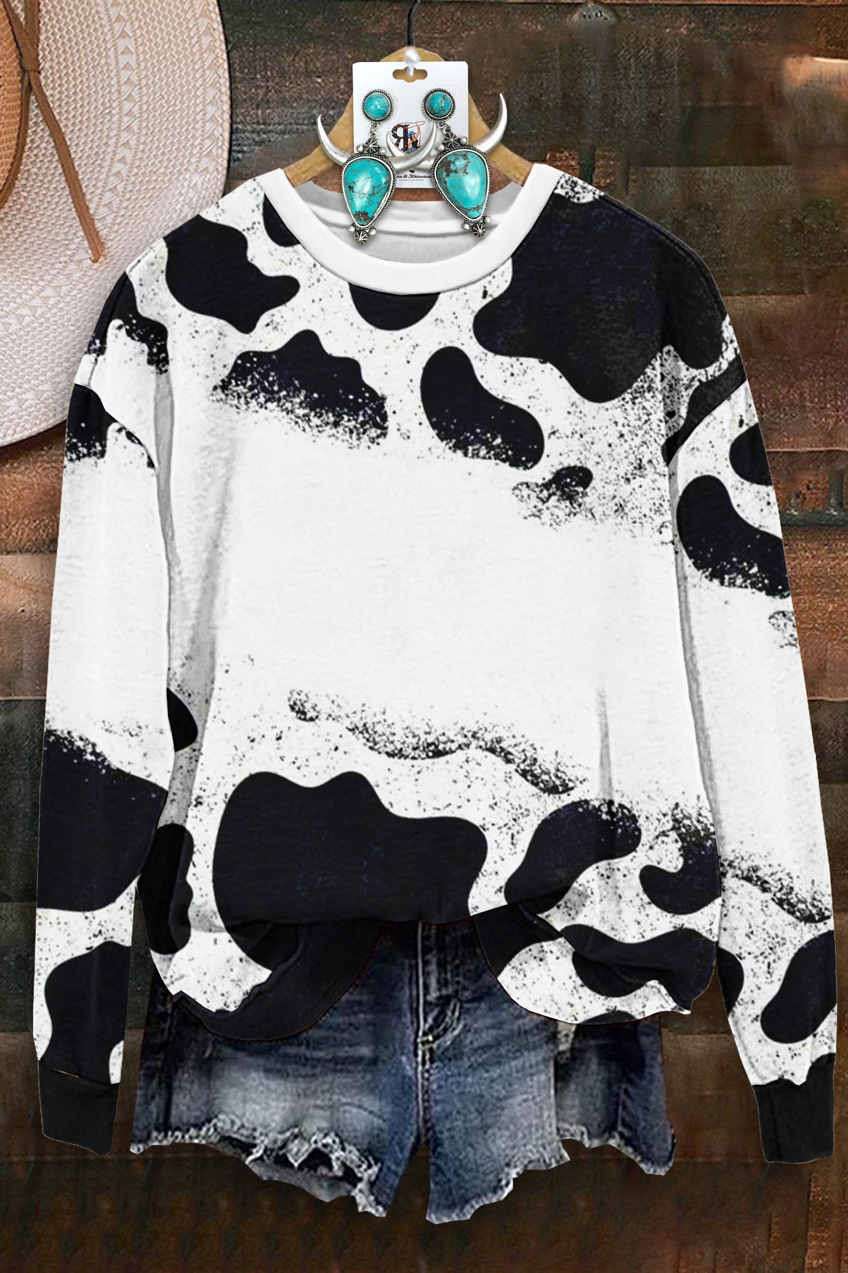 Classic Cow Print Long Sleeve Top