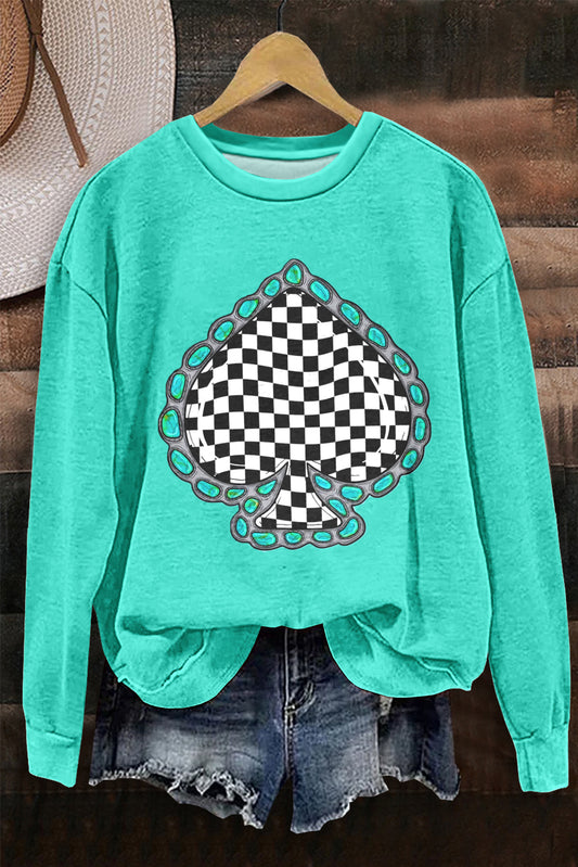 Retro Rodeo Western Checkered Print Sweatshirt