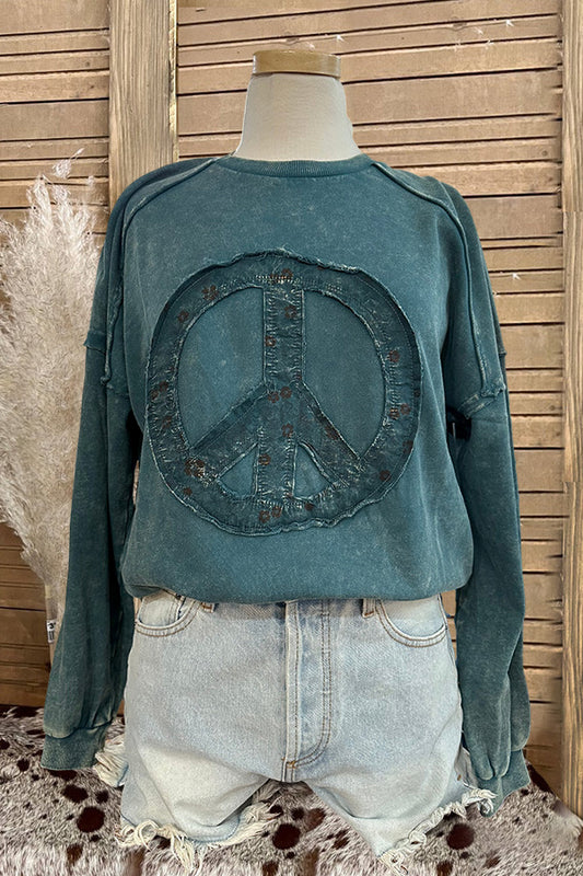 Vintage Peace Patchwork Sign Sweatshirt