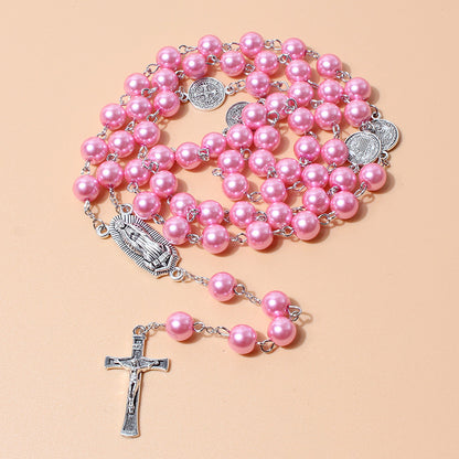 Vintage Faith Cross Beaded Necklace