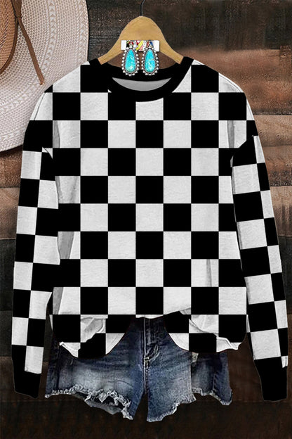 Checkered Print Sweatshirt