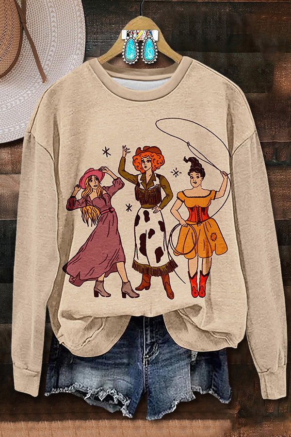 Beautiful Western Cowgirl Printed Sweatshirt