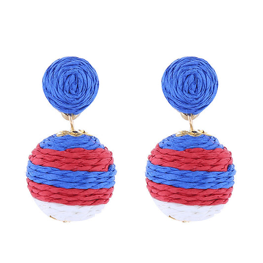 Chic Ball Red White Blue Earrings