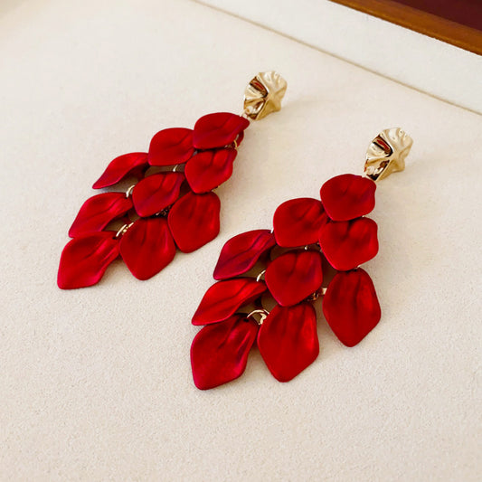 Elegant Petal Tassel Earrings