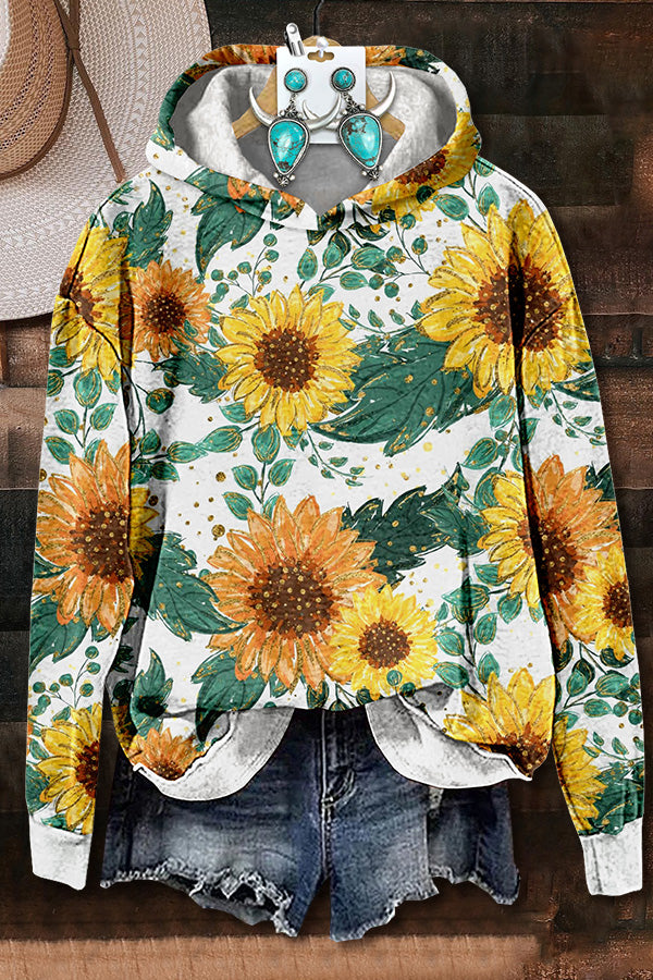 Sunflower Print Hoodie