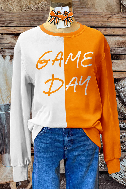 Casual Contrast Color Gameday Letter Top