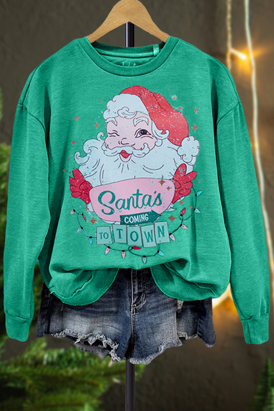 Casual Santa Claus Contrast Print Sweatshirt