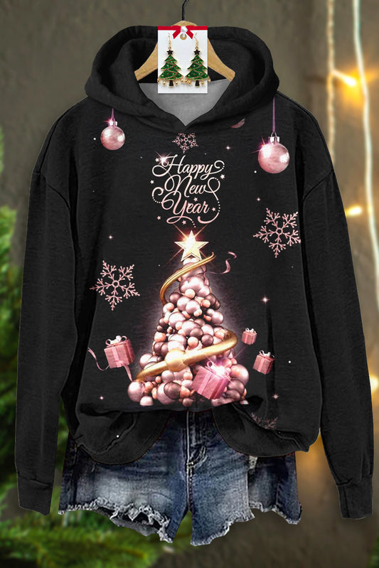 Sweet Christmas Tree Print Hoodie