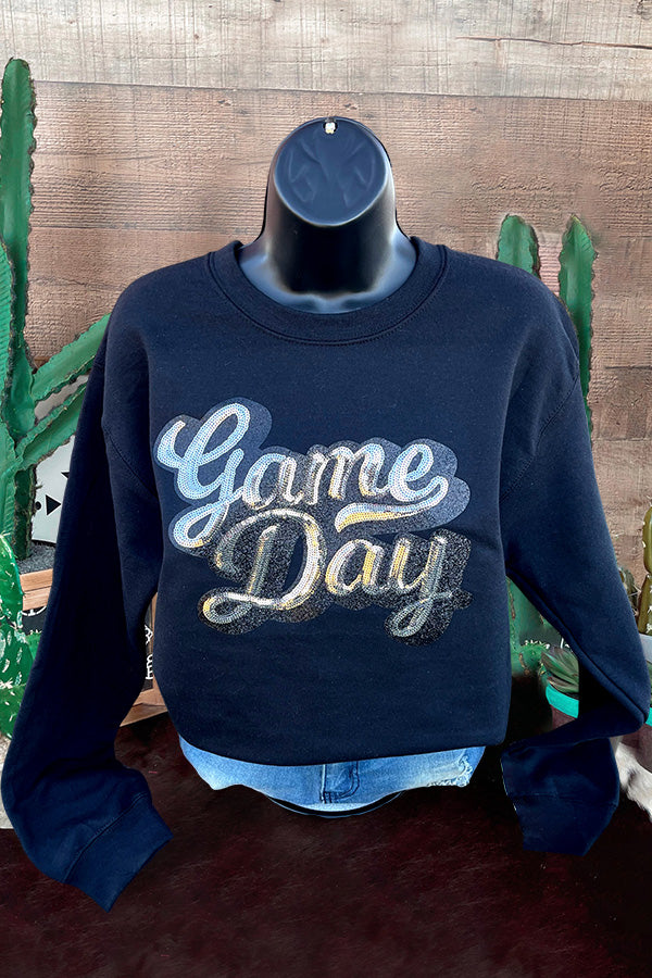 Beautiful Game Day Silver Sequin Sweatshirt