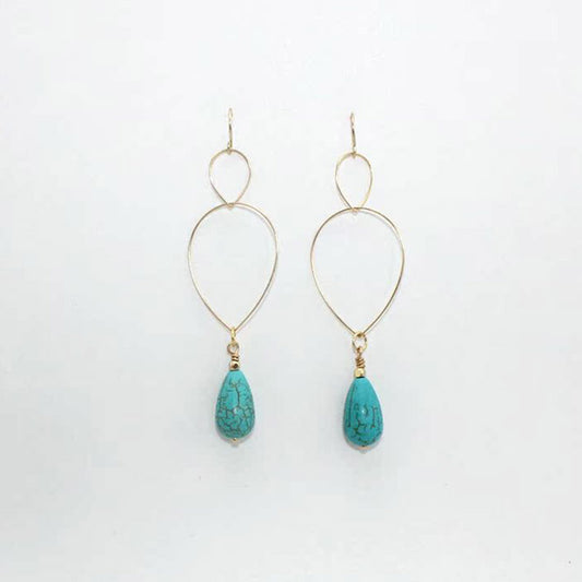 Vintage Drop-shaped Turquoise Pendant Earrings